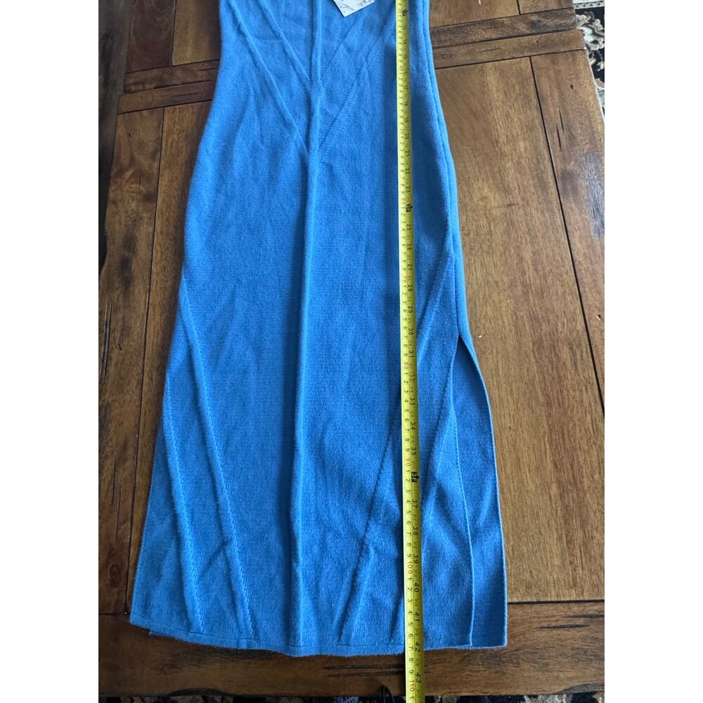 NWT Willow & Wind Blue Knit Maxi Bodycon Dress Medium Side Slit - Picture 7 of 11